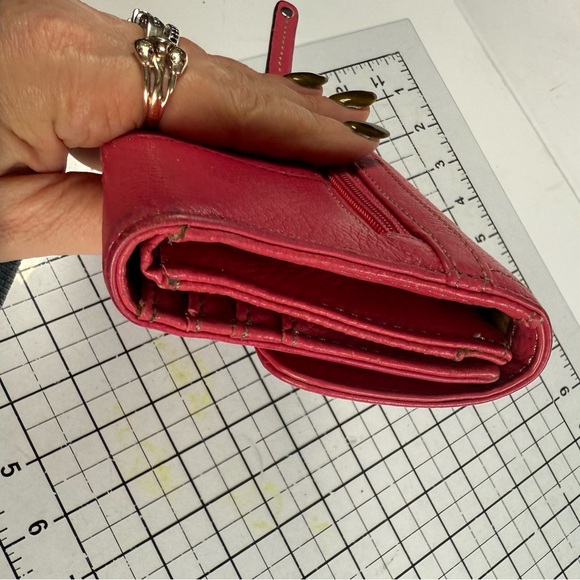 Tignanello Pink tri fold long Leather Wallet - Picture 4 of 11